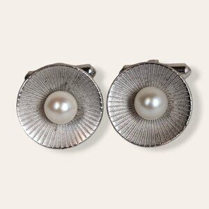 Vintage Destino Sterling & Pearl Cufflinks